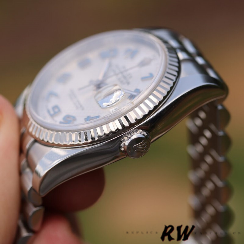 36MM Silver Dial Unisex Classic Dress Watch with Fluted Bezel