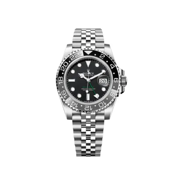 41MM Black‑Blue Bezel Dual Time Zone Watch for Men