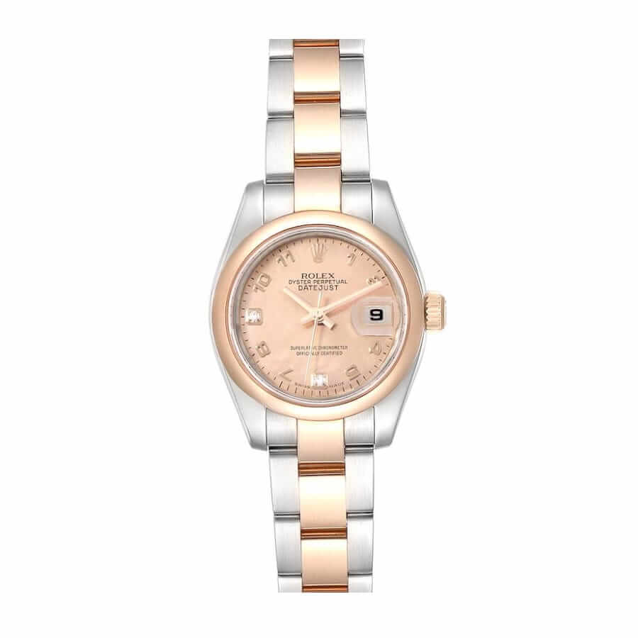 36MM Two‑Tone Steel‑Rose Gold Blue Dial Ladies Classic Dress Watch