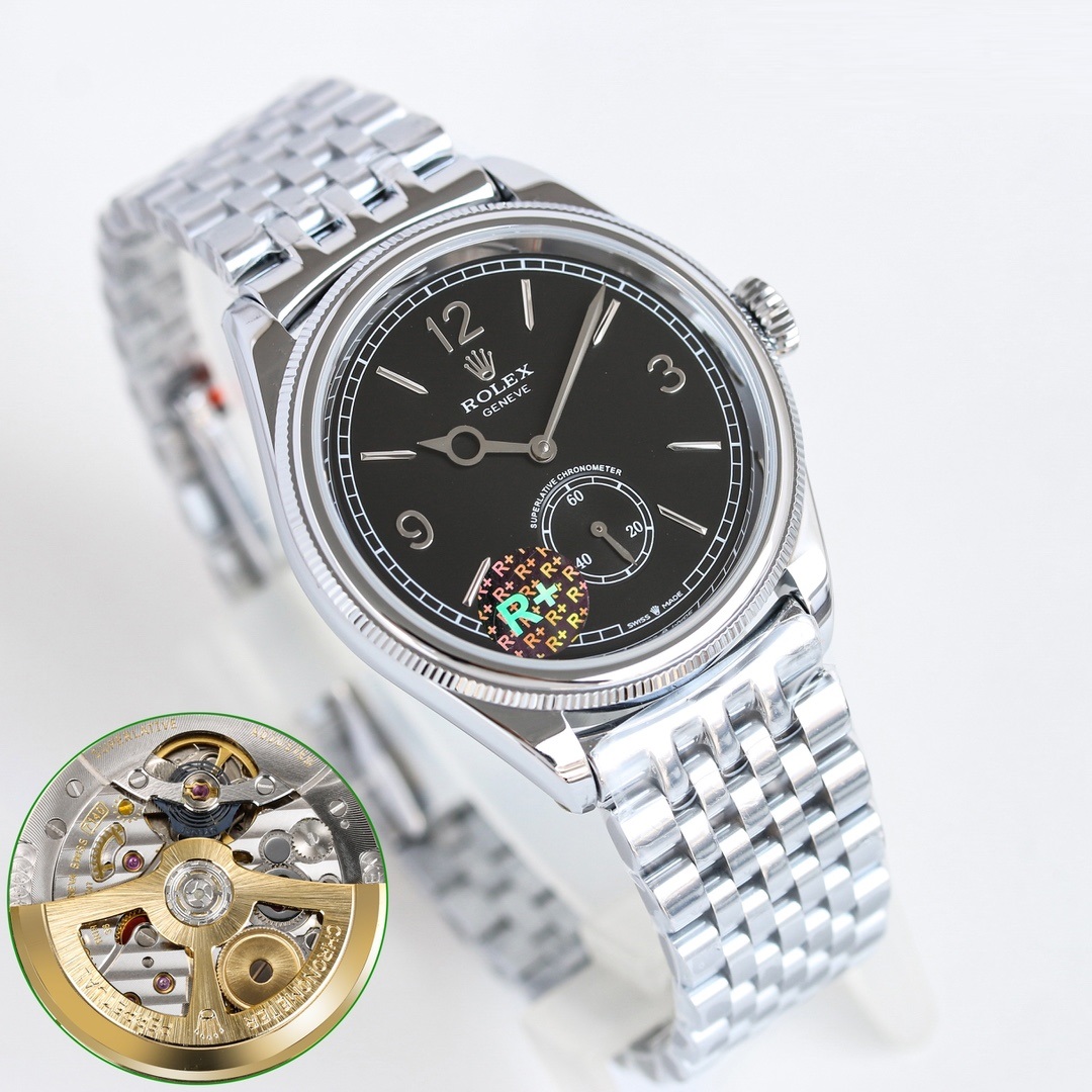 39mm Ultra-Slim Black Linear Texture Dress Watch