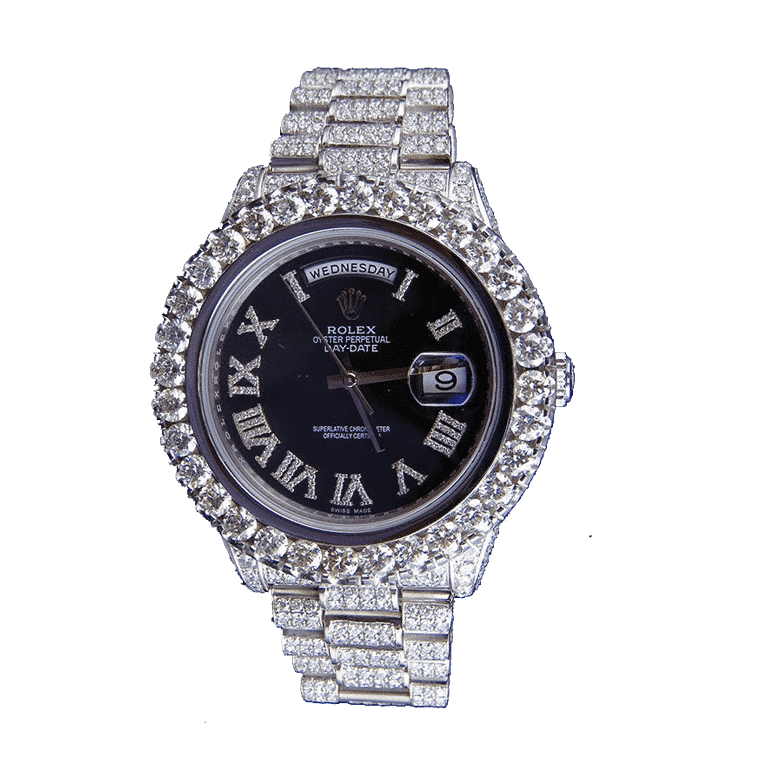 41MM Diamond‑Encrusted Black Dial Classic Dress Watch for Men | 904L Stainless Steel