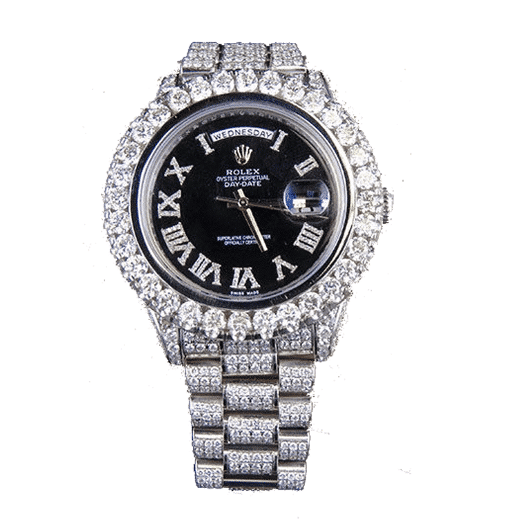 41MM Diamond‑Encrusted Black Dial Classic Dress Watch for Men | 904L Stainless Steel