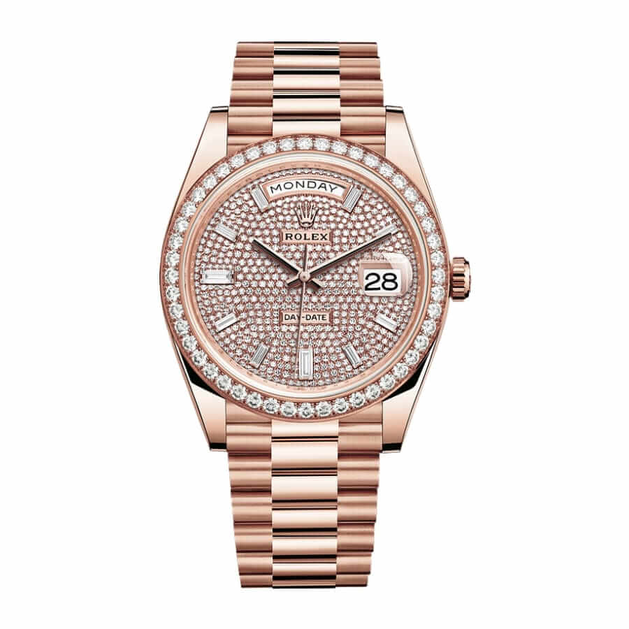 40MM Yellow Gold Diamond‑Set Premium Classic Dress Watch
