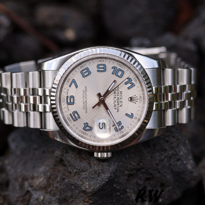 36MM Silver Dial Unisex Classic Dress Watch with Fluted Bezel