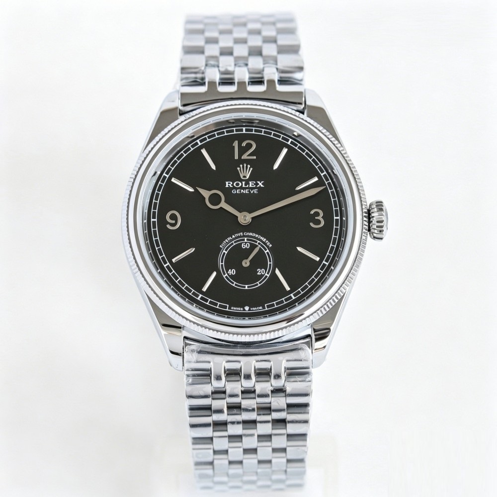 39mm Ultra-Slim Black Linear Texture Dress Watch